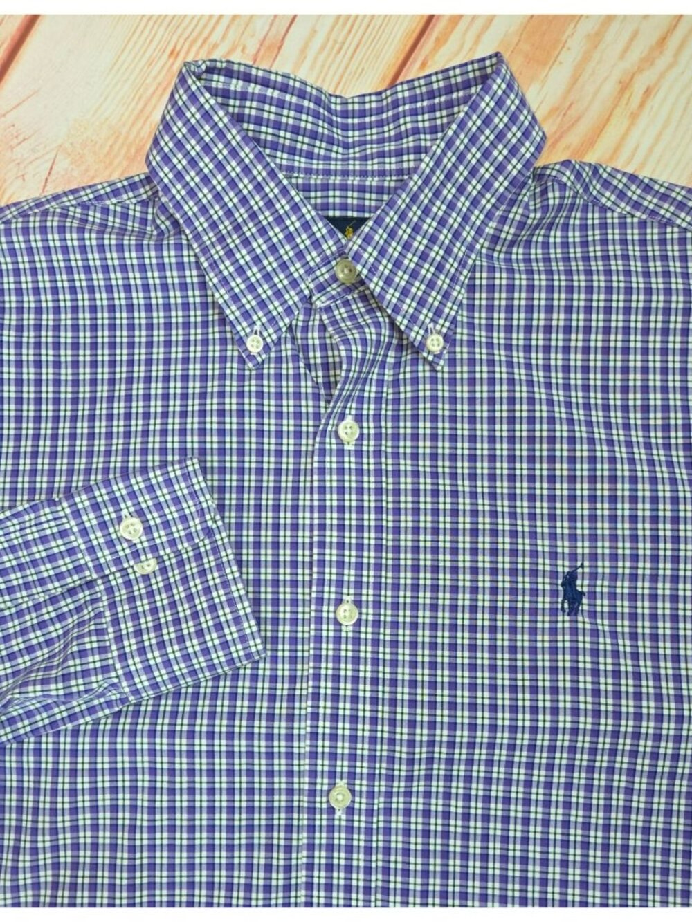 Ralph Lauren Mens Custom Fit Purple Plaid Dress Shirt 16-40/41